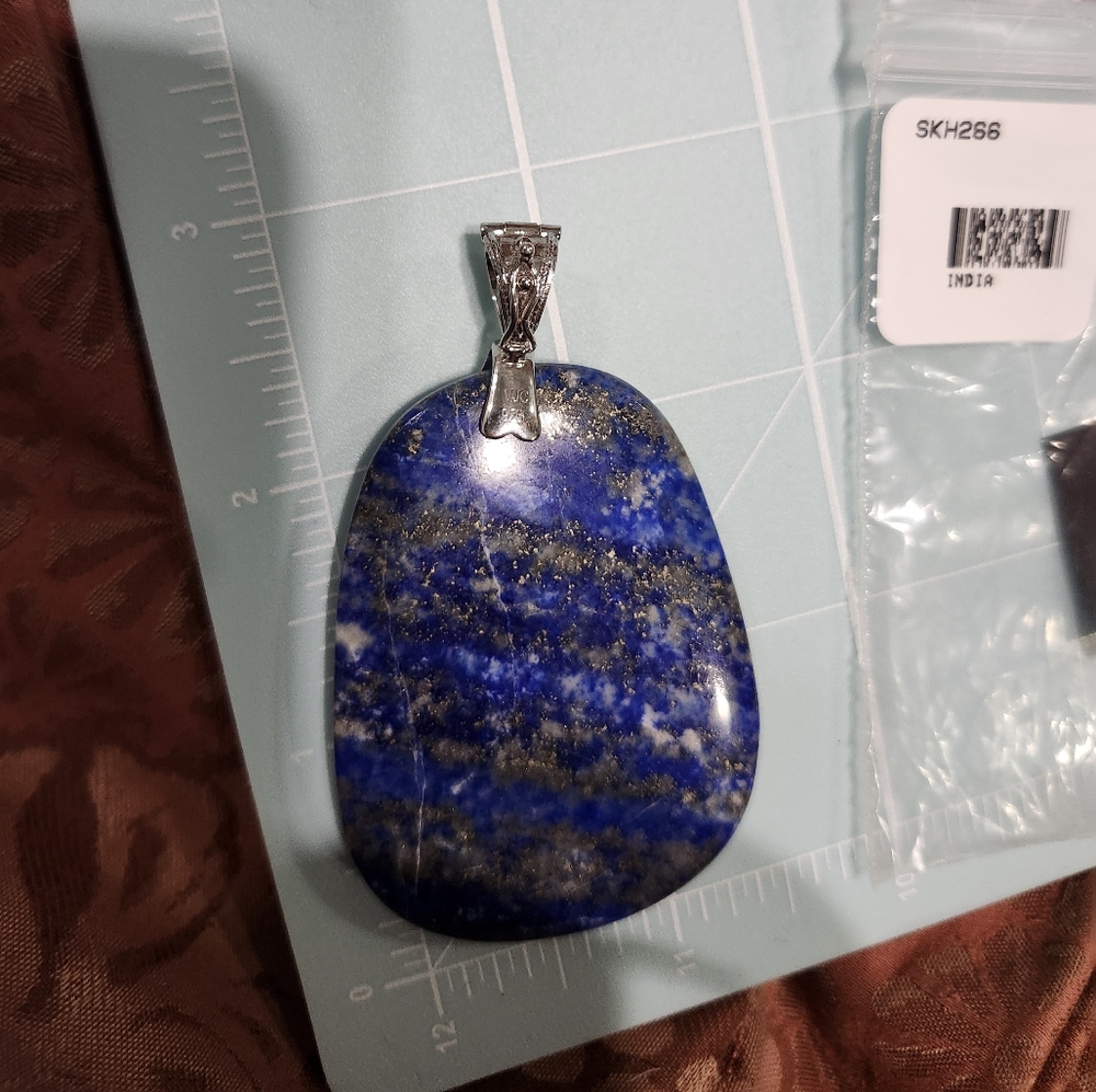 JTV Large Lapiz Lazuli Pendant set In Sterling Silver
